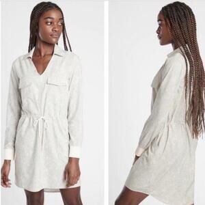 Athleta Zuma Printed Shirt Dress Cream Gray Plus Size 2X